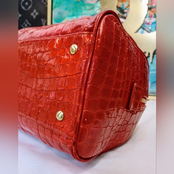 MCM Croco Embossed Top Handle Boston Bag - Picture 10 of 16